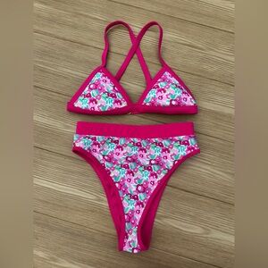 Floral Pink Triangle Bikini Set - Women Swim Bikini